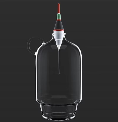 Modern Transparent Glass Chandelier with Red Green Top Accents and Stylish Design 3d model