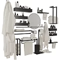 Modern Bathroom Accessories With Towels Mirror Shelves And Toiletries Set