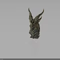 Ornate Decorative Equipment With Golden Horns Metallic Structure Green Surface Transparent Base