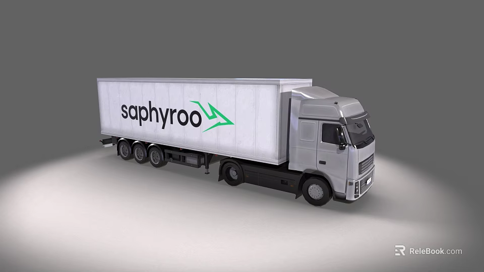 White Saphyrroo Cargo Truck With Green Arrow Logo And Container Body 3d model 