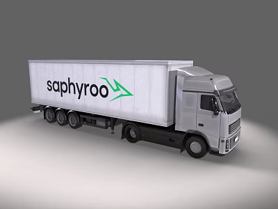 White Saphyrroo Cargo Truck With Green Arrow Logo And Container Body 3d model