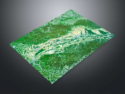 Garden Landscape Aerial View With Lush Green Vegetation And Natural Water Paths 3d model