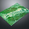 Garden Landscape Aerial View With Lush Green Vegetation And Natural Water Paths