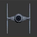 Detailed TIE Fighter Spacecraft Model With Twin Ion Engine And Wings