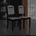 Two Decorative Dining Chairs With Black Brown Legs White Seats And Backs