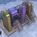 Modern Outdoor Playground Equipment With Colorful Glass Arch Structures Metal Frames And Stairs