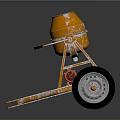 Orange Portable Concrete Mixer With Engine Wheels And Concrete Residue Surface