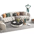 Modern Sofa And Coffee Table Set With Colorful Cushions Accent Chairs Area Rug And Greenery