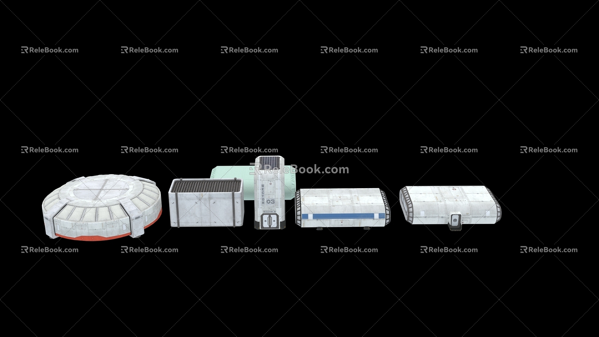 Modern sci-fi lunar base space equipment 3d model