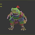 Brave Green Frog Game Movie Character In Rusty Armor With Red Hat And Sword 3d model
