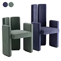 Modern Minimalist Accent Chair With Green Navy Blue Plush Upholstery And Wide Armrests