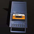 Vintage Black Cassette Tape Player Featuring Transparent Lid Inserted Cassette And Control Buttons