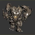 Powerful Mechanical Creature With Metallic Armor Glowing Yellow Core And Complex Design 3d model