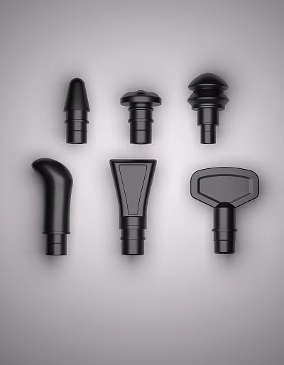 Black Industrial Mechanical Parts With Various Shapes And Designs On White Background 3d model