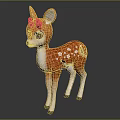 Cute Orange Stuffed Deer with White Spots and Brown Antlers in Dark Background