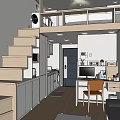 Modern Loft Apartment With Open Living Workspace Kitchen Staircase And Wooden Floors