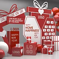 Love New Year Photo Check In Spot With Red Gift Boxes Balloons Hearts And LOGO