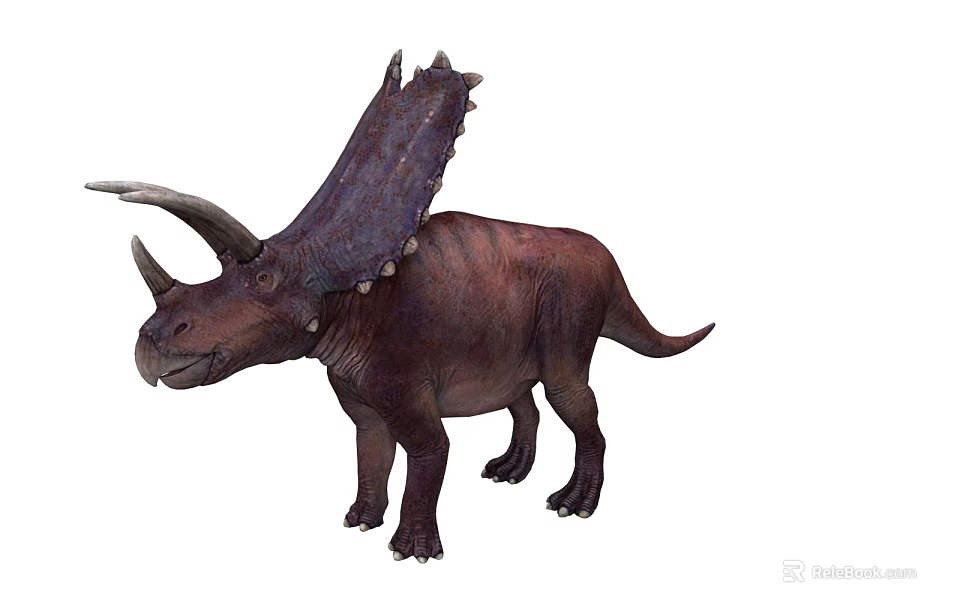 Realistic Brown Triceratops Dinosaur Model With Horns And Frill Details 3d model 