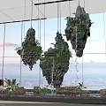 Stunning Hotel Lobby Interior With Hanging Rock Formations Green Plants And Large Windows