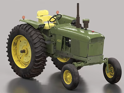 Green Model 5203 Agricultural Tractor With Yellow Seat And Yellow Wheels For Farming Work 3d model