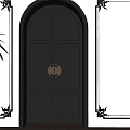 French Double Door Black Arch Double Door 3d model