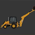Yellow Heavy Duty Backhoe Loader With Front Bucket And Rear Arm
