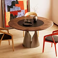 Quiet ancient style dining table and chair combination 3d model