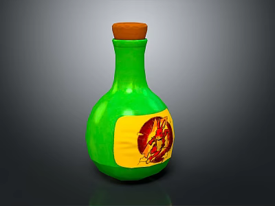 Cartoon Style Jumping Potion Potion Bottle Pikachu Cartoon Characters Soft Light Magic Atmosphere Plastic Bottle Green Potion Cartoon Items 3d model