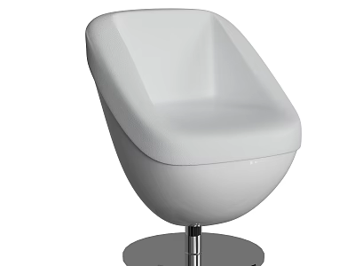 Modern White Egg Shaped Single Chair With Smooth Surface And Metal Base 3d model
