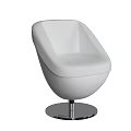 Modern White Egg Shaped Single Chair With Smooth Surface And Metal Base