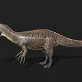 Realistic Dinosaur Model With Open Mouth Red Crest And Striped Body