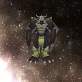 Game Movie Character With Black And Yellow Armored Mechanical Design In Starry Space