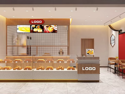 Cake Shop Sweet Shop Bakery Bread Rack Bread Display Cabinet Cash Bar Bread Oven Egg Beater Leisure Chair Chinese Background Wall 3d model