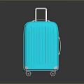 Modern Blue Suitcase With Telescopic Handle Wheels And Vertical Stripes Design 3d model