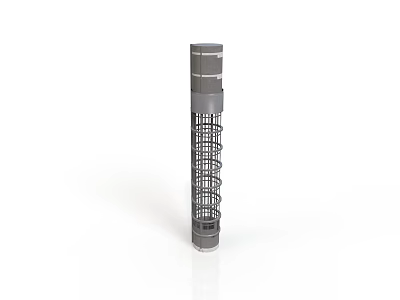 Gray Cylindrical Component With Central Grid Structure And Top Bottom Covers 3d model