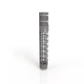 Gray Cylindrical Component With Central Grid Structure And Top Bottom Covers