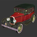 Vintage Red And Black Classic Car With Golden Spoke Wheels And Retro Design