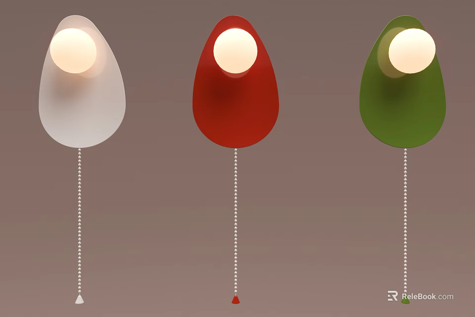 Modern Pendant Lights White Red Green Teardrop Shaped Design Hanging Cords With Tassels 3d model 