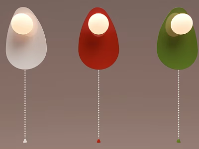 Modern Pendant Lights White Red Green Teardrop Shaped Design Hanging Cords With Tassels 3d model
