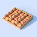 Delicious Fresh Cookies Neatly Arranged In Wooden Tray For Snacks