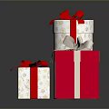 Colorful Decorative Gift Boxes With Red And Silver Ribbons And Bows