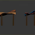 Colorful Modern Tables With Orange Red Blue Tops And Wooden Legs Design
