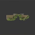 Decorative Stone Pillars Covered With Lush Green Vines And Small Plants