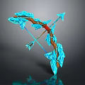 Mythical Blue Ice Crystal Wooden Bow And Arrow With Red Accents
