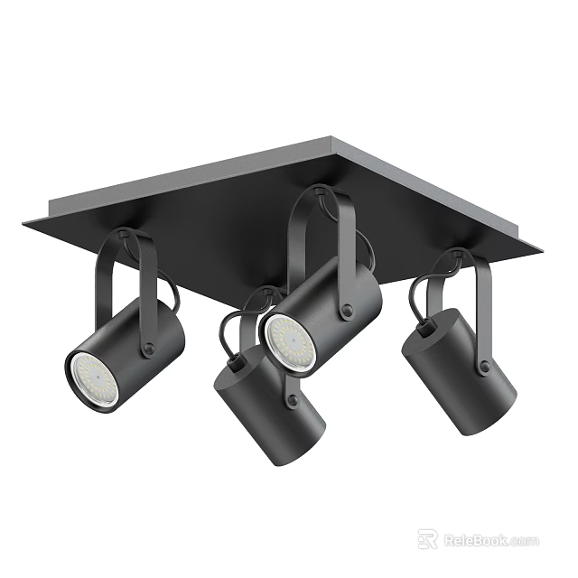 Downlights And Spotlights Sleek Black Modern Ceiling Mounted With Multiple Heads 3d model
