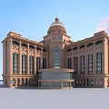 Elegant Classical Hotel Building With Dome Arched Windows And Beige Facade