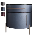 Modern Blue Leather Bedside Table With Metal Handles And Sturdy Legs 3d model