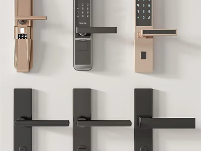 Modern Door Handles With Smart Lock Keypad And Black Gold Color Options 3d model