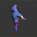 Blue Genie 3D Animated Character With Red Belt And Outstretched Arms