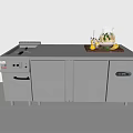 Stainless Steel Functional Table with Control Panel Storage Cabinets Beverage Jug and Lemon Slices